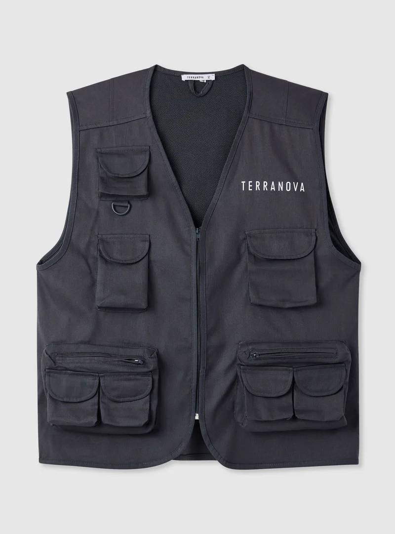Gilet utility con tasche e zip