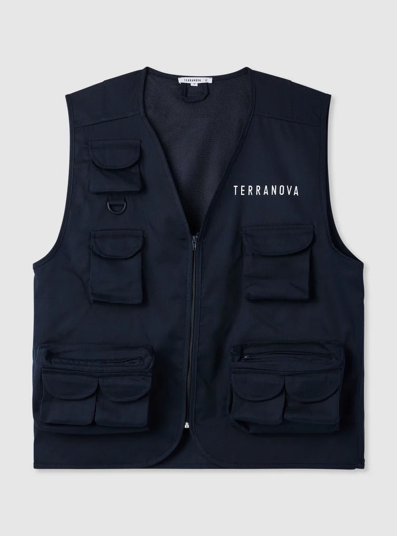 Gilet utility con tasche e zip