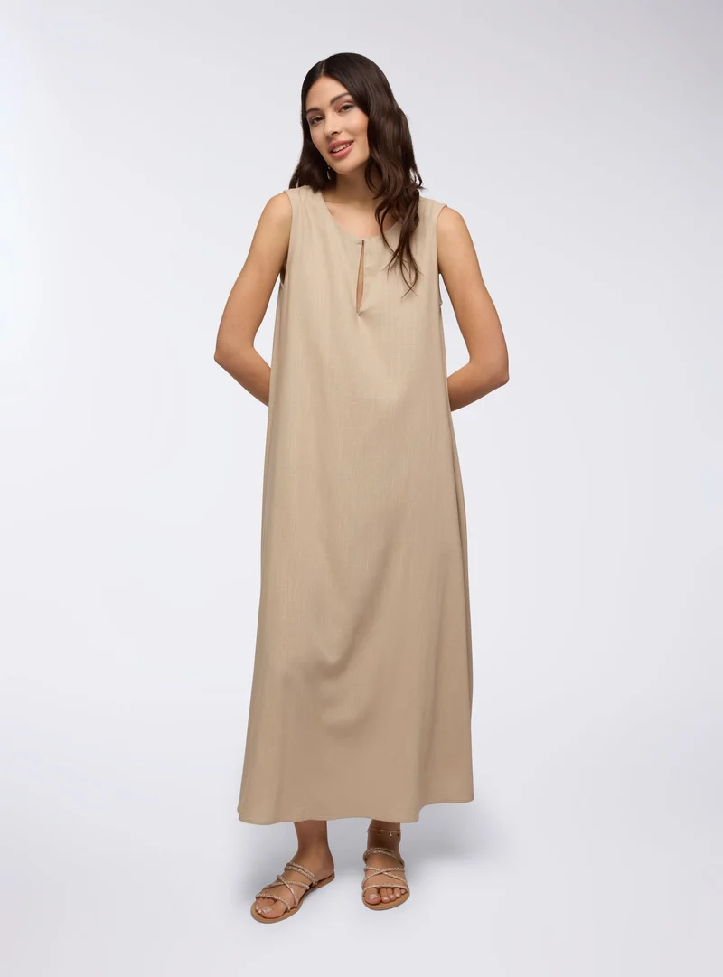 Vestito lungo misto lino dettaglio goccia