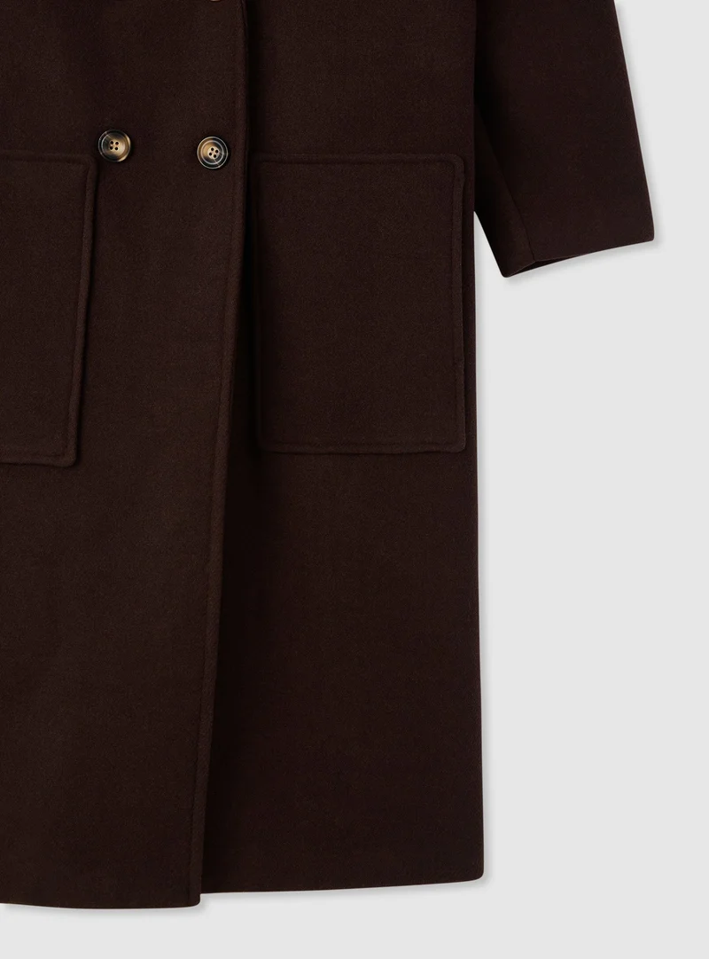 Cappotto lungo doppiopetto in misto lana