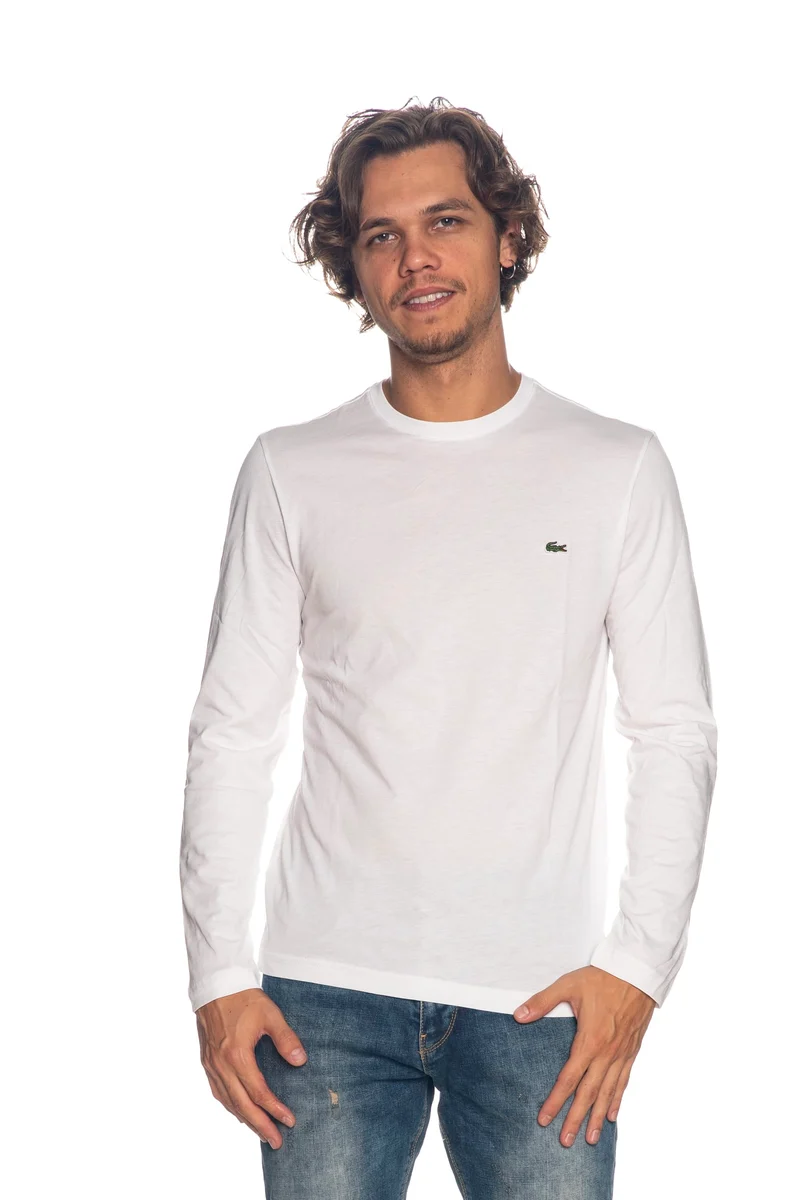 T Shirt Lacoste Th2040 Da Uomo Bianca