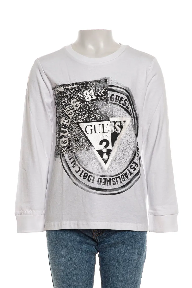 T Shirt Guess Established Stamp Baby Kids Da Bambino Bianca