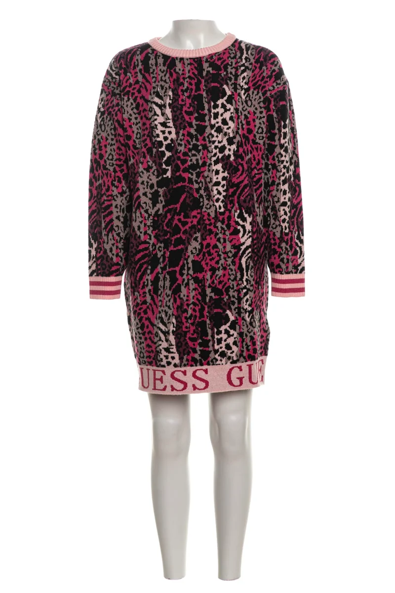 Abito Corto Guess Animalier Kids Da Bambina Fantasia Leopardata Fuxia Nero Rosa