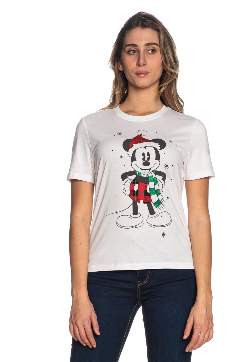 T Shirt Only Disney Mm Xmas Da Donna Bianca