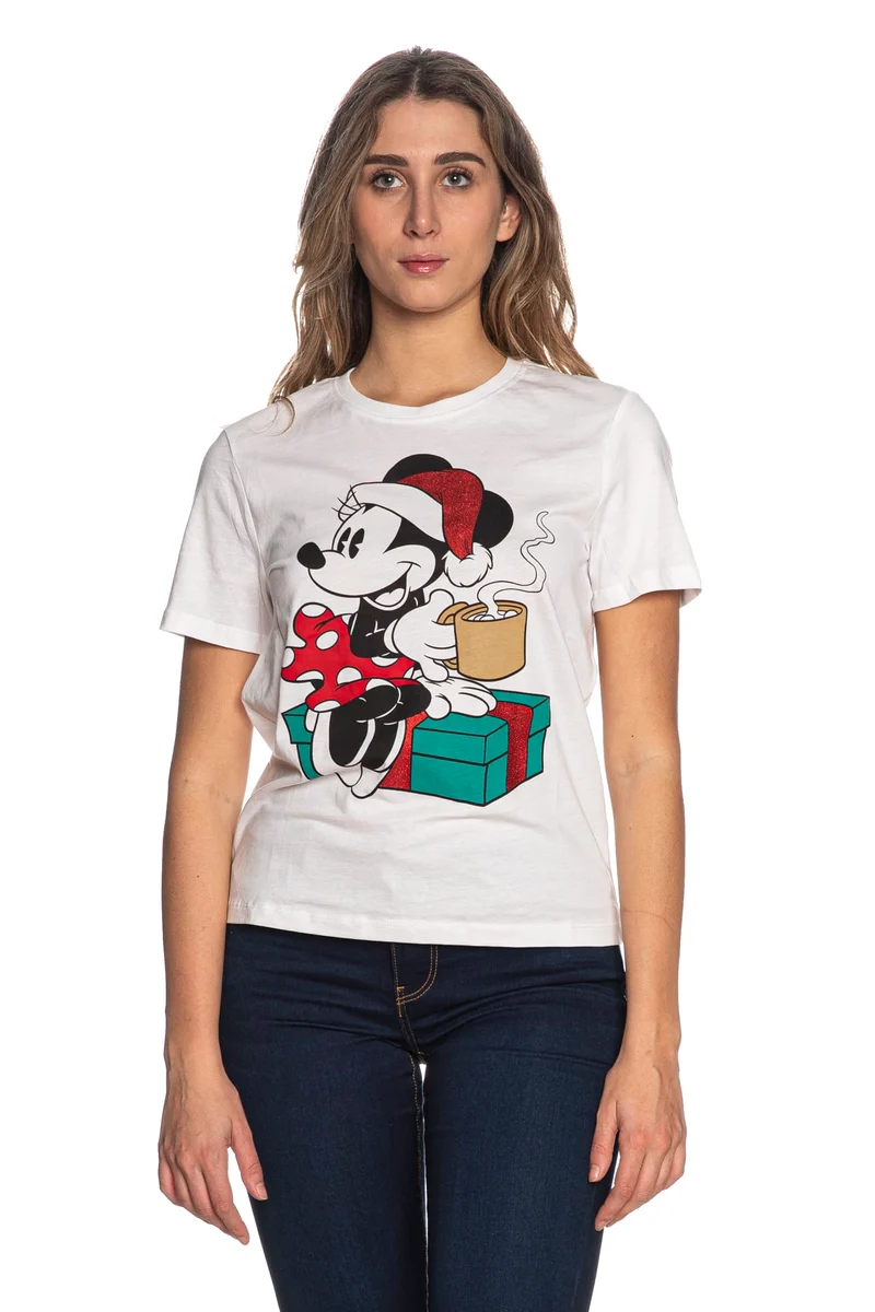 T Shirt Only Disney M Xmas Da Donna Bianca