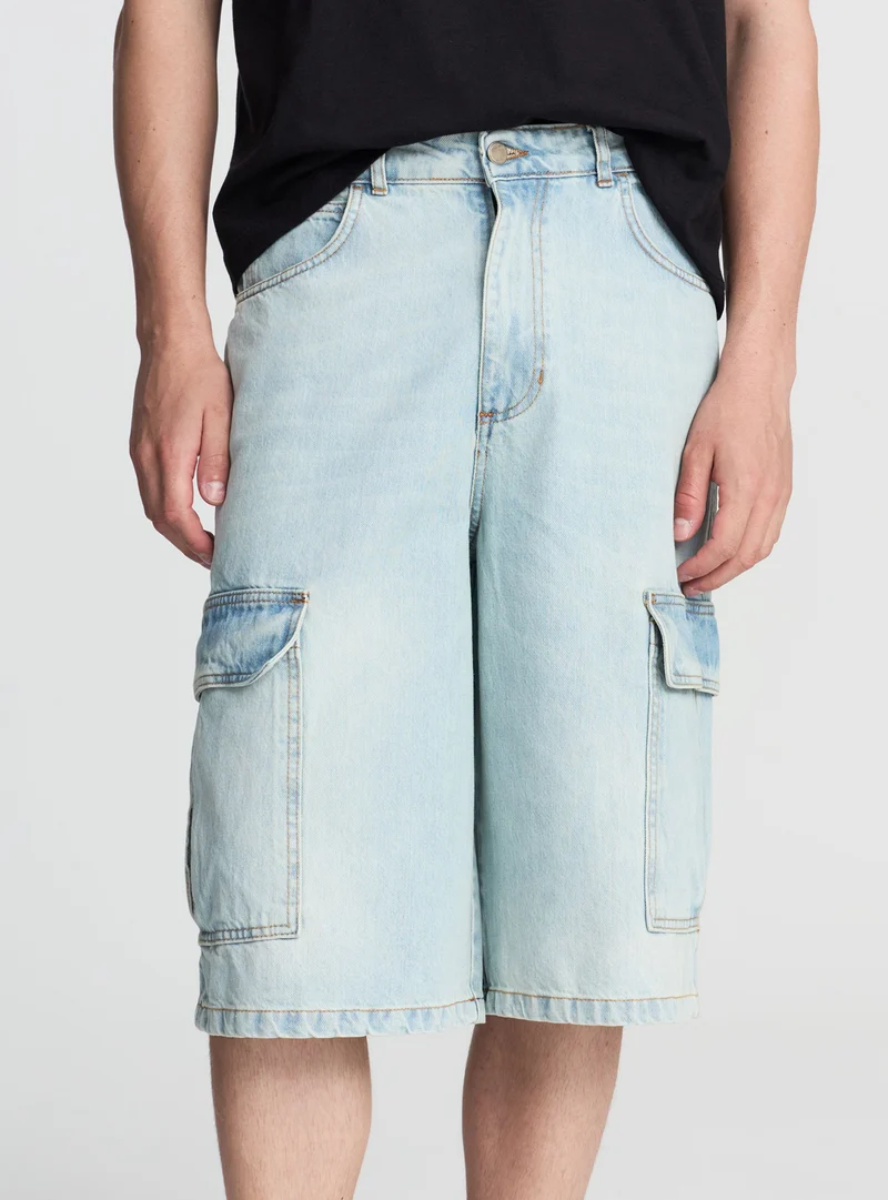 Bermuda jeans super baggy cargo
