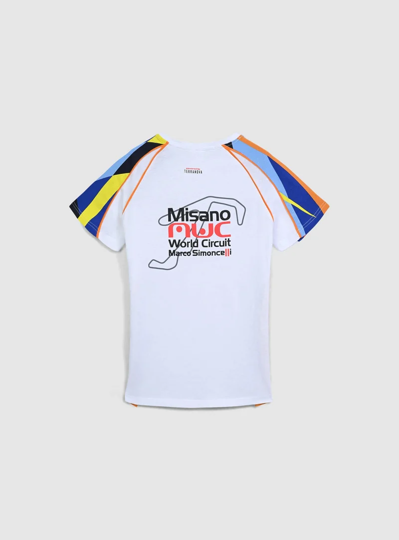T-shirt con strip e stampa MWC fronte/retro