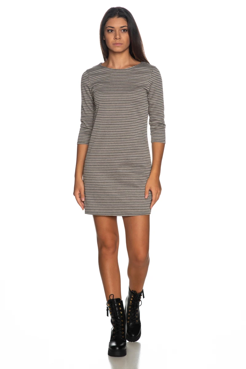 Abito Corto Only Brilliant Da Donna Pied De Poule Bianco Beige Nero