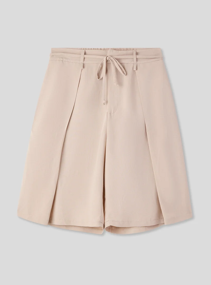 Shorts con coulisse in misto lino