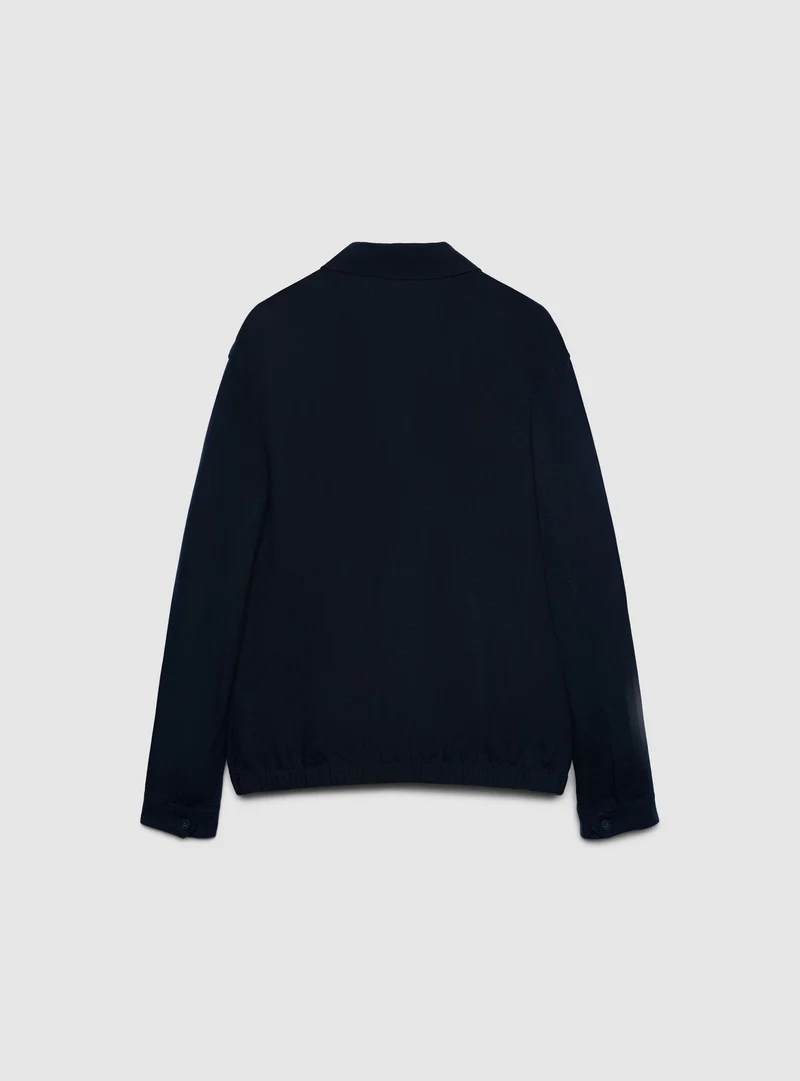 Giubbino collo camicia con zip misto lino