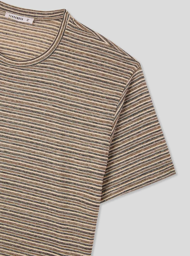 T-shirt a righe misto lino