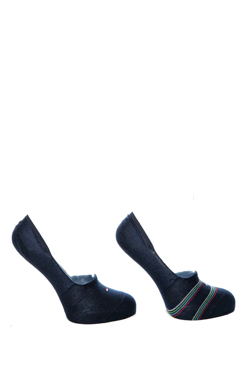 Calzino Invisibile Medio Tommy Hilfiger Footie Mid Cut 2 Pack 35 Blu Navy In Filato