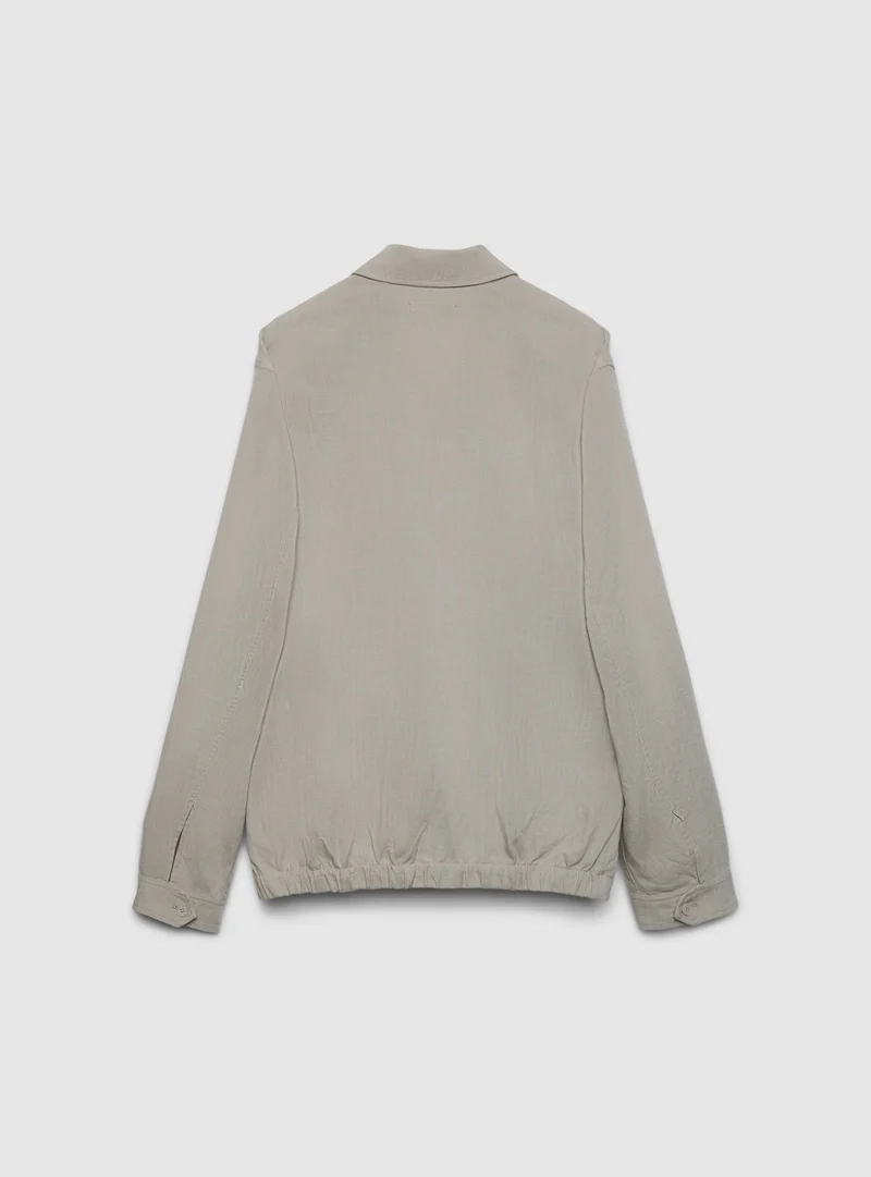 Giubbino collo camicia con zip misto lino