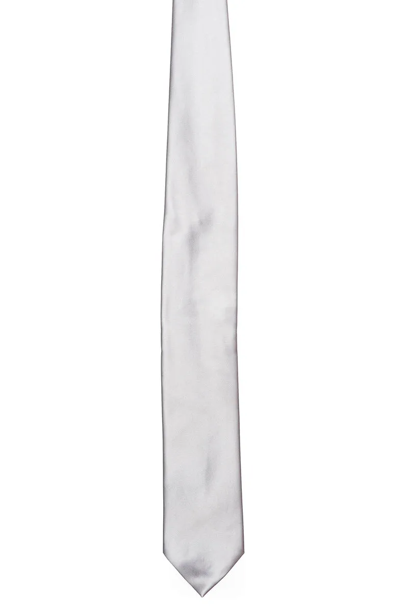 Cravatta Andrea Franceschi Classic Silk Grigio Silver In Seta