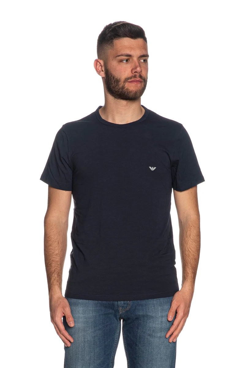 T Shirt Intima Emporio Armani Basic Line Crew Neck 2 Pack Da Uomo Blu Marina Grigio Medio