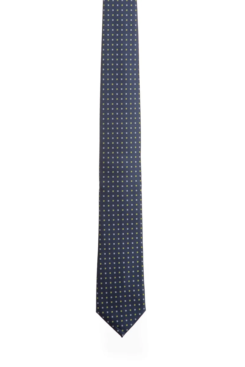 Cravatta Andrea Franceschi Classic Squares Silk Da Uomo Dark Blu Bianco Lime In Seta