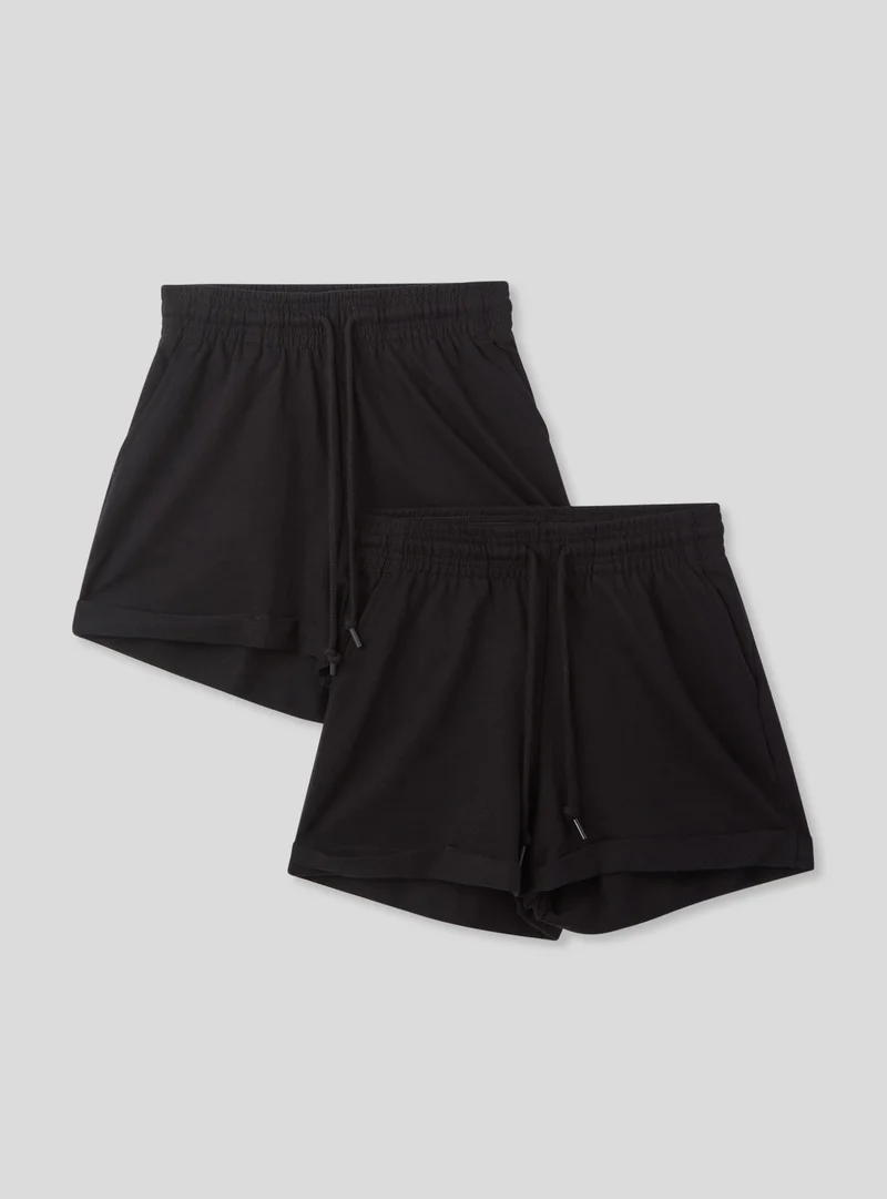 Pack 2 shorts tuta a vita alta con coulisse