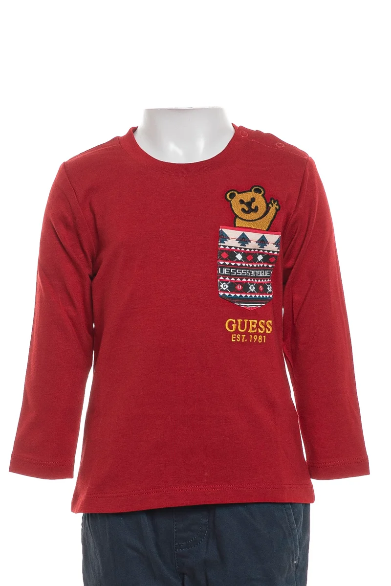 T Shirt Guess Bear In Pocket Baby Da Bambino Rossa