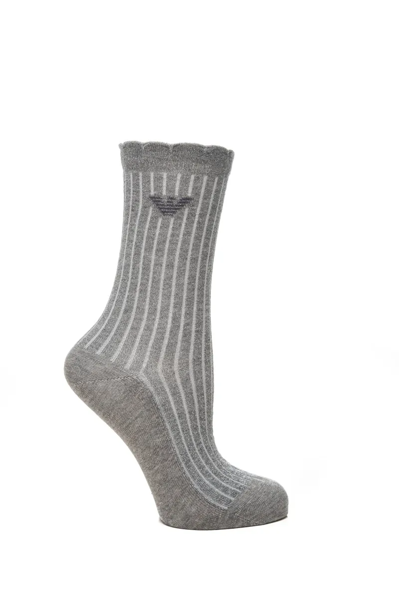 Calzino Corto Emporio Armani Short Socks Set Grigio Lurex Silver In Filato