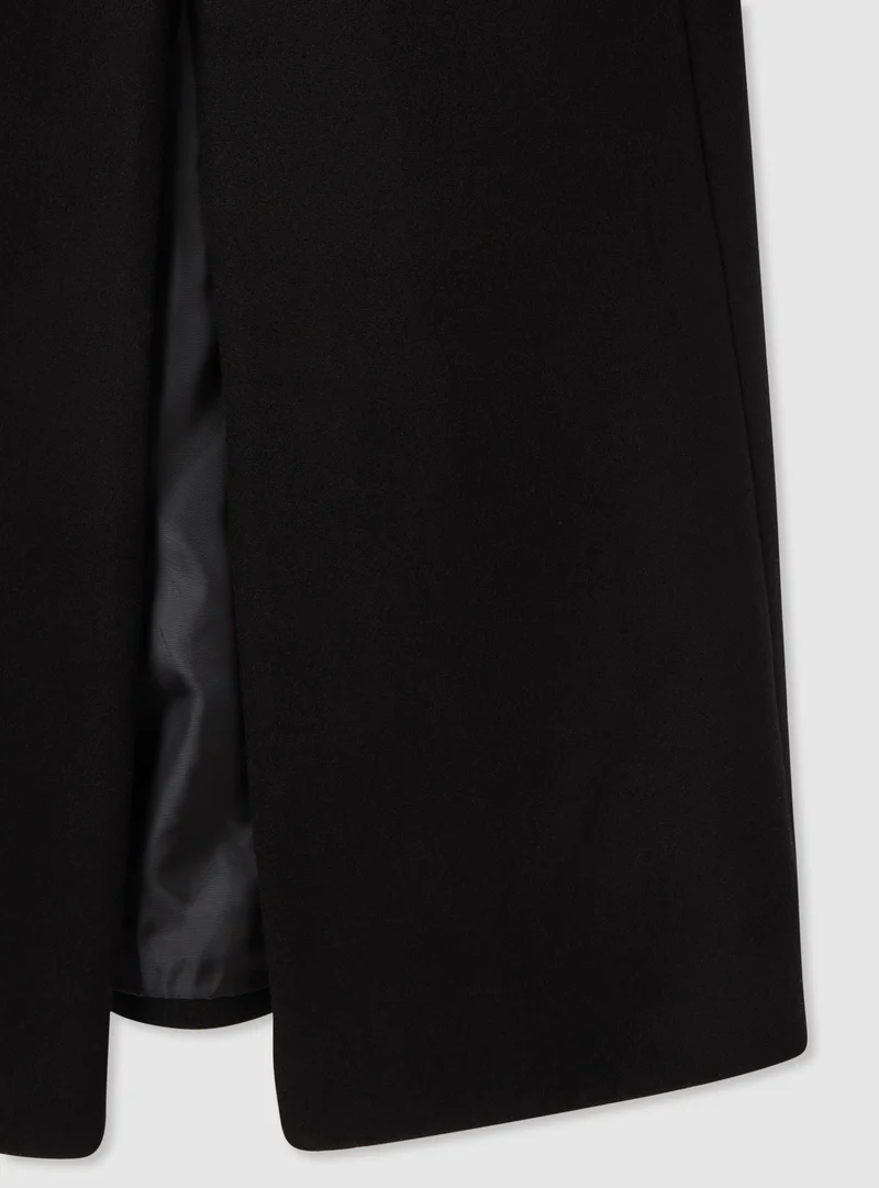 Cappotto lungo monopetto in misto lana
