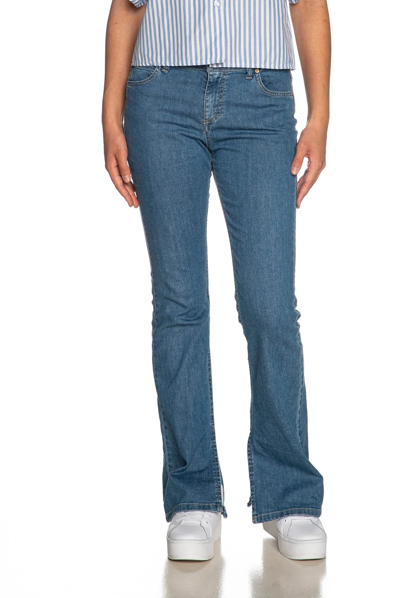 Jeans Please Flare Open Da Donna Denim Blu Medio