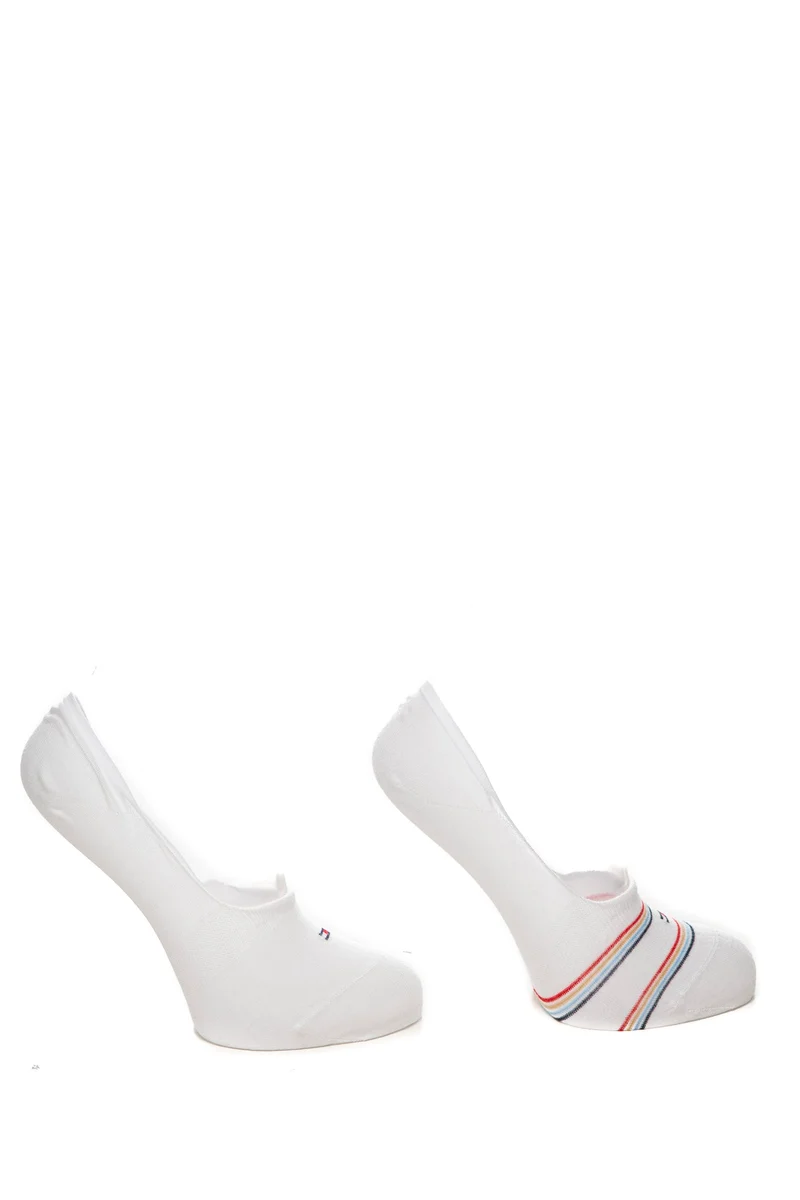 Calzino Invisibile Medio Tommy Hilfiger Footie Mid Cut 2 Pack 35 Da Donna Bianco In Filato