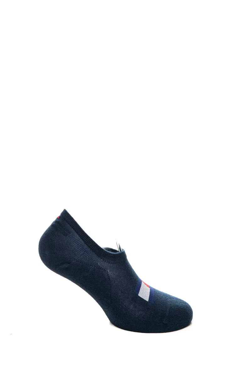 Calzino Invisibile Medio Tommy Hilfiger Footie Mid Cut 2 Pack 39 Da Uomo Blu Navy In Filato