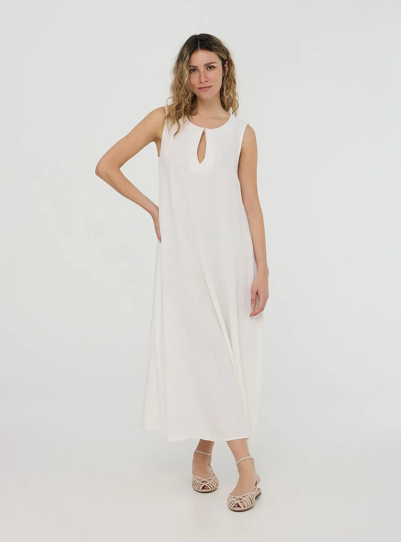 Vestito lungo misto lino dettaglio goccia