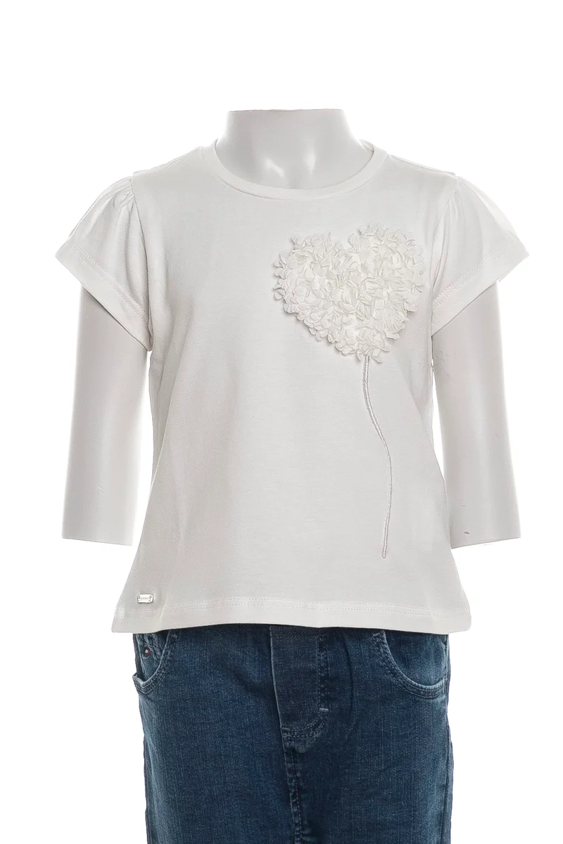 T Shirt Sarabanda Heart Balloon Da Bambina Bianca