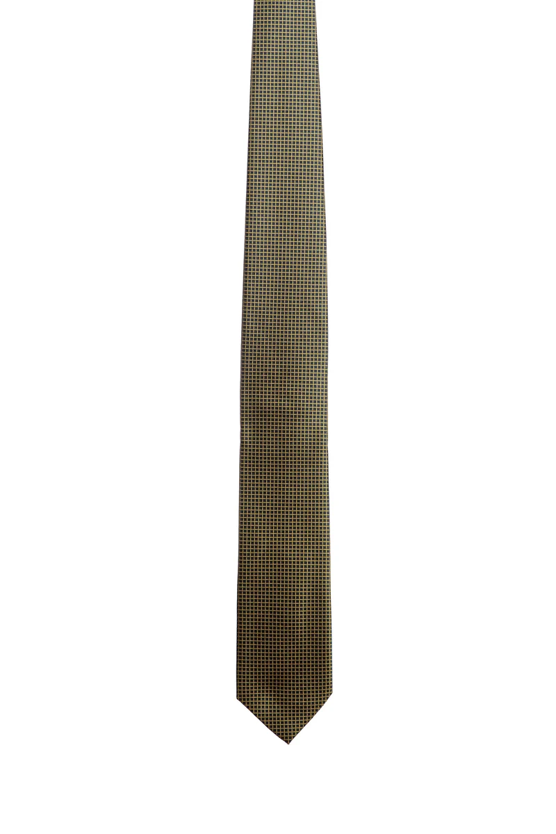 Cravatta Andrea Franceschi Classic Check 2 Silk Da Uomo Blu Navy Giallo In Seta