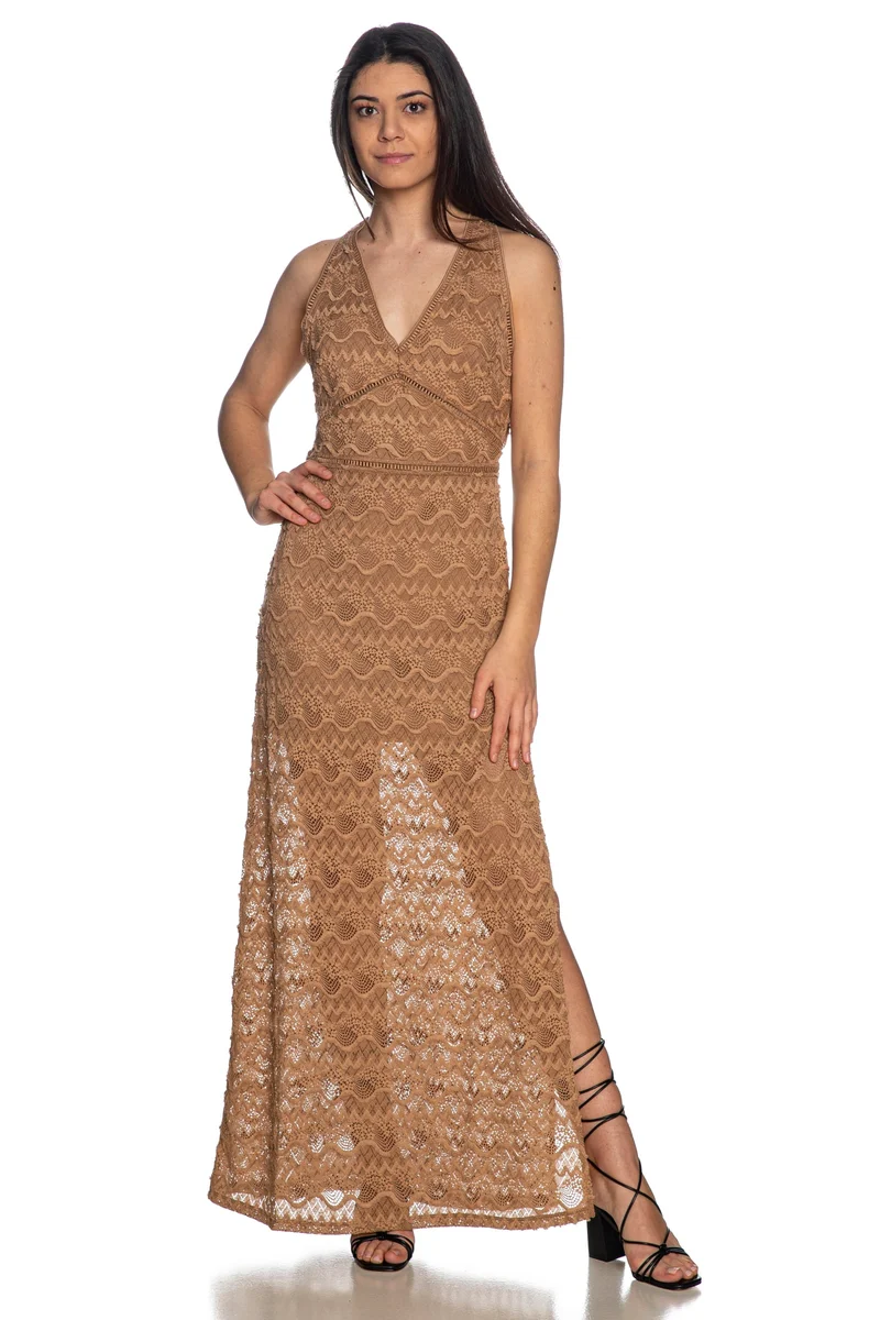 Abito Lungo Guess Liza Da Donna Camel