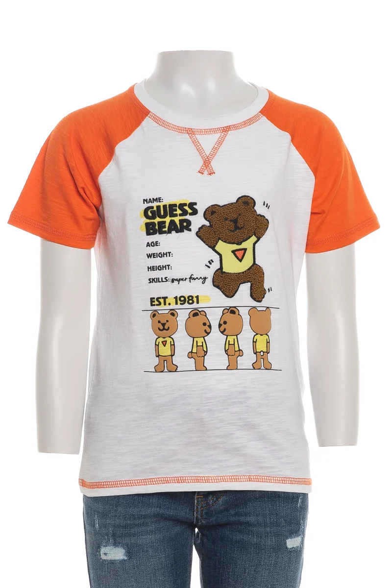T Shirt Guess Bear Da Bambino Bianca Arancione