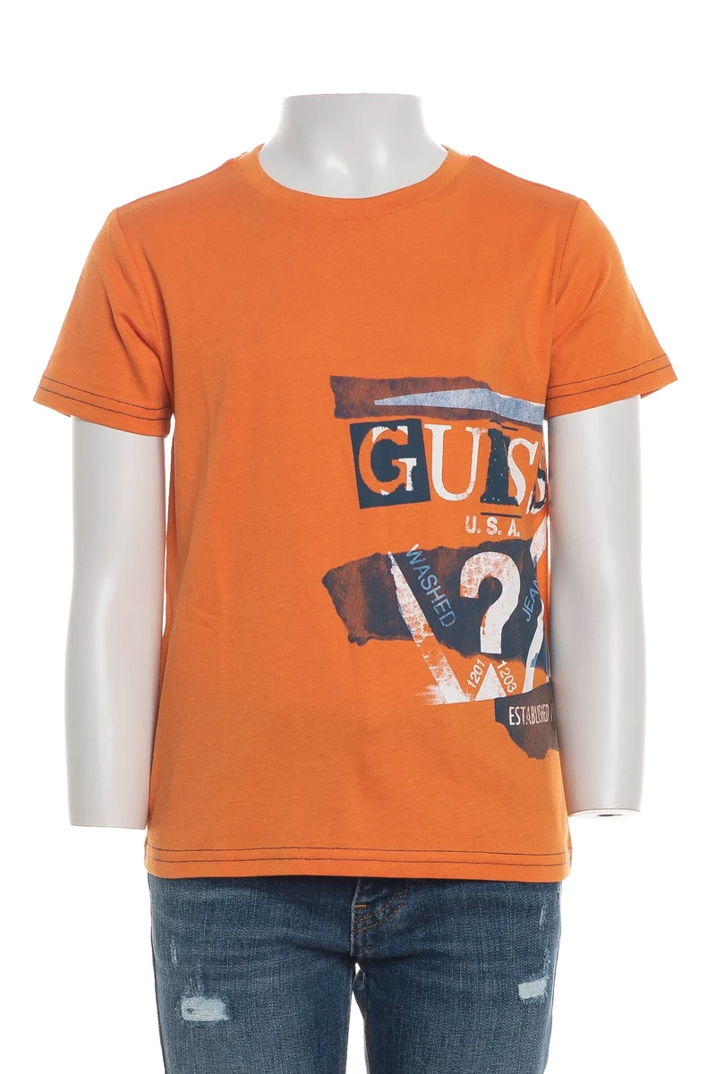 T Shirt Guess Established B Da Bambino Arancione