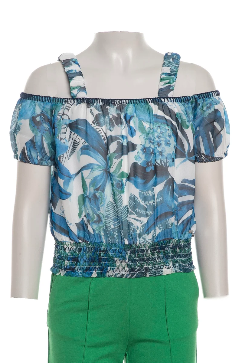 Blusa Guess Woven Flower Da Bambina Stampa Floreale Bianco Azzurro Blu Verde