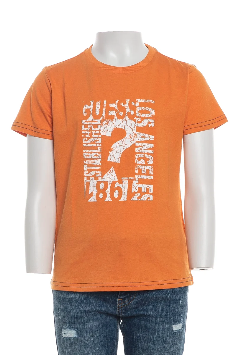 T Shirt Guess Established Crack Da Bambino Arancione