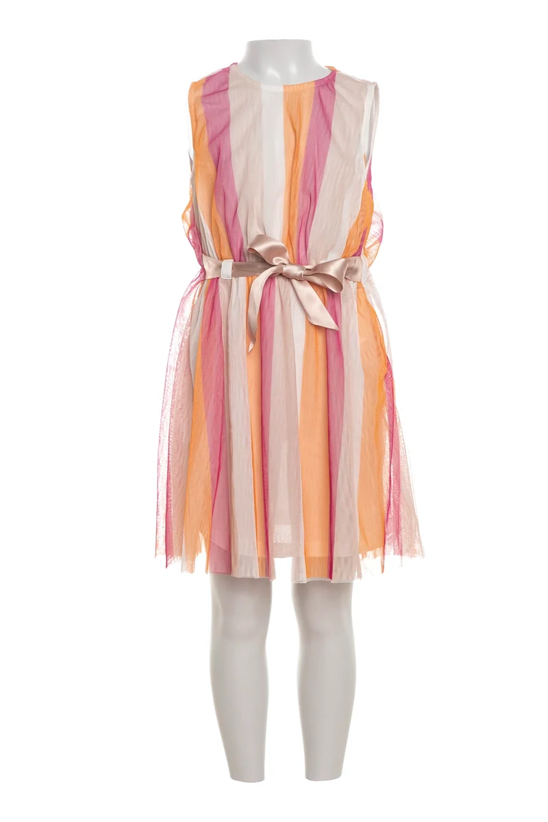 Abito Corto Kids Only Rosa Da Bambina Righe Fuxia Arancio Cipria Bianco