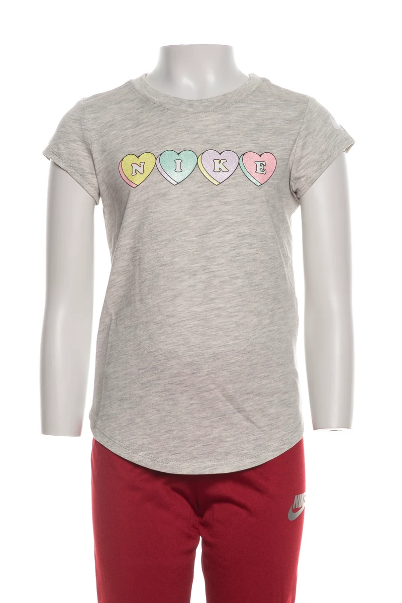T Shirt Nike Sweet Hearts Da Bambina Grigio Melange