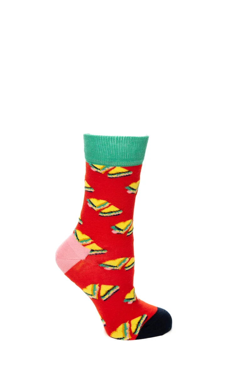 Calzini Corti Happy Socks Love Sandwich Unisex Rosso/Verde/Blu Fantasia Multicolor In Filato