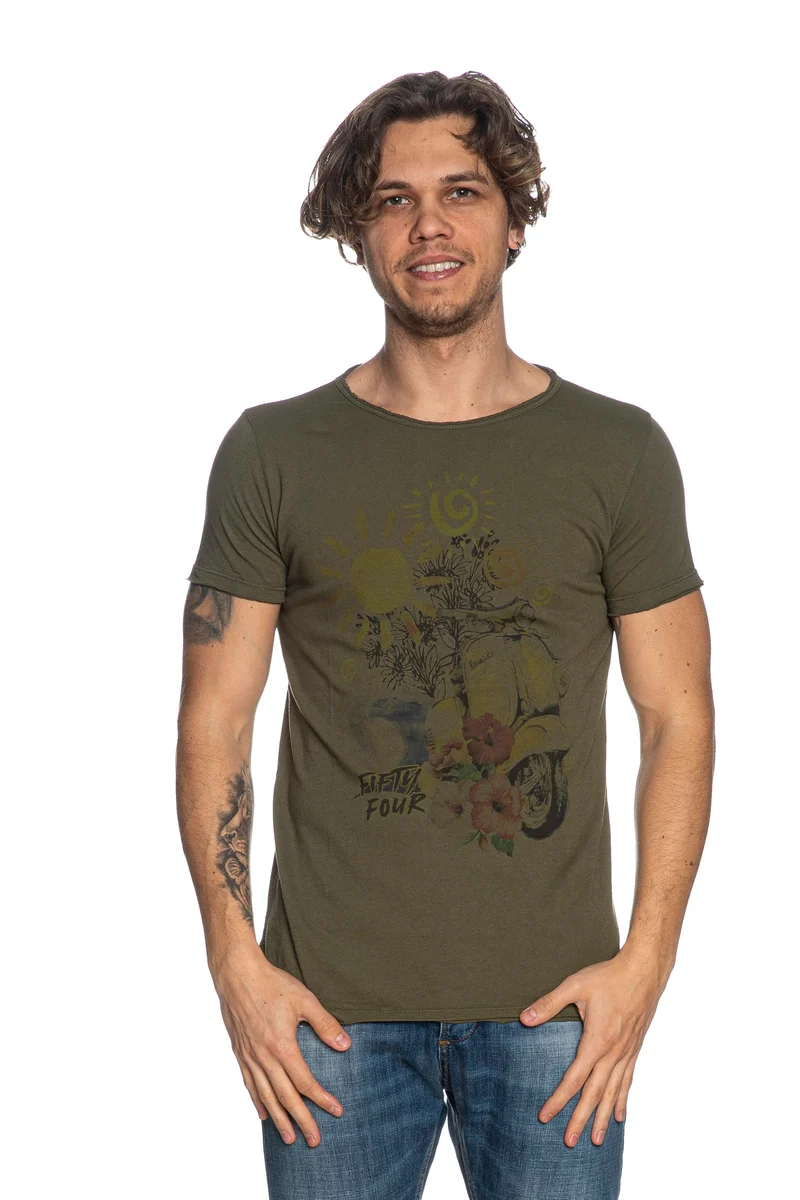 T Shirt Fifty Four Flush Da Uomo Verde Militare