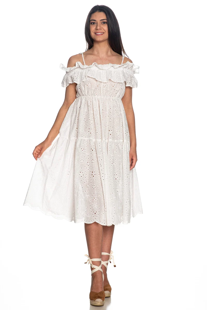 Abito Midi Vicolo Lace Da Donna Bianco