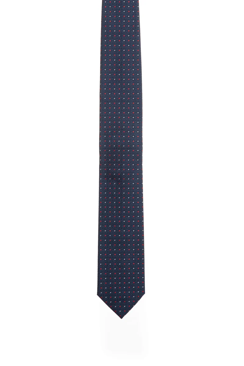 Cravatta Andrea Franceschi Classic Squares Texture Silk Da Uomo Dark Blu Bianco Rosso In Seta