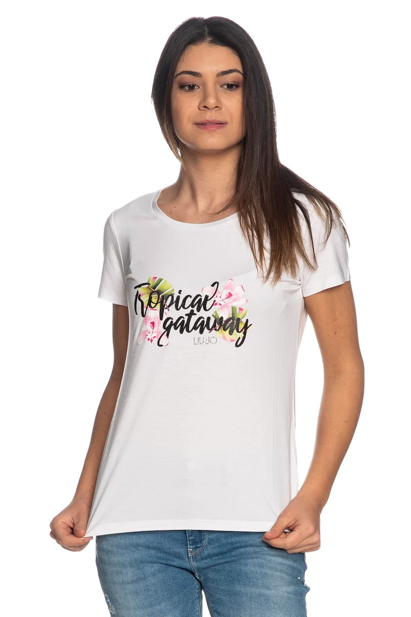 T Shirt Liu Jo Gataway Mc Da Donna Bianca