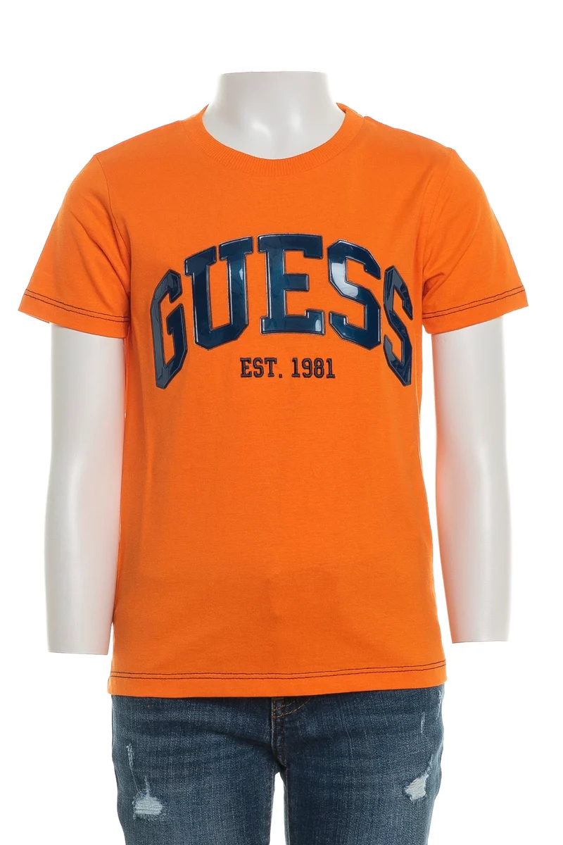 T Shirt Guess Plastic Brand Da Bambino Arancione