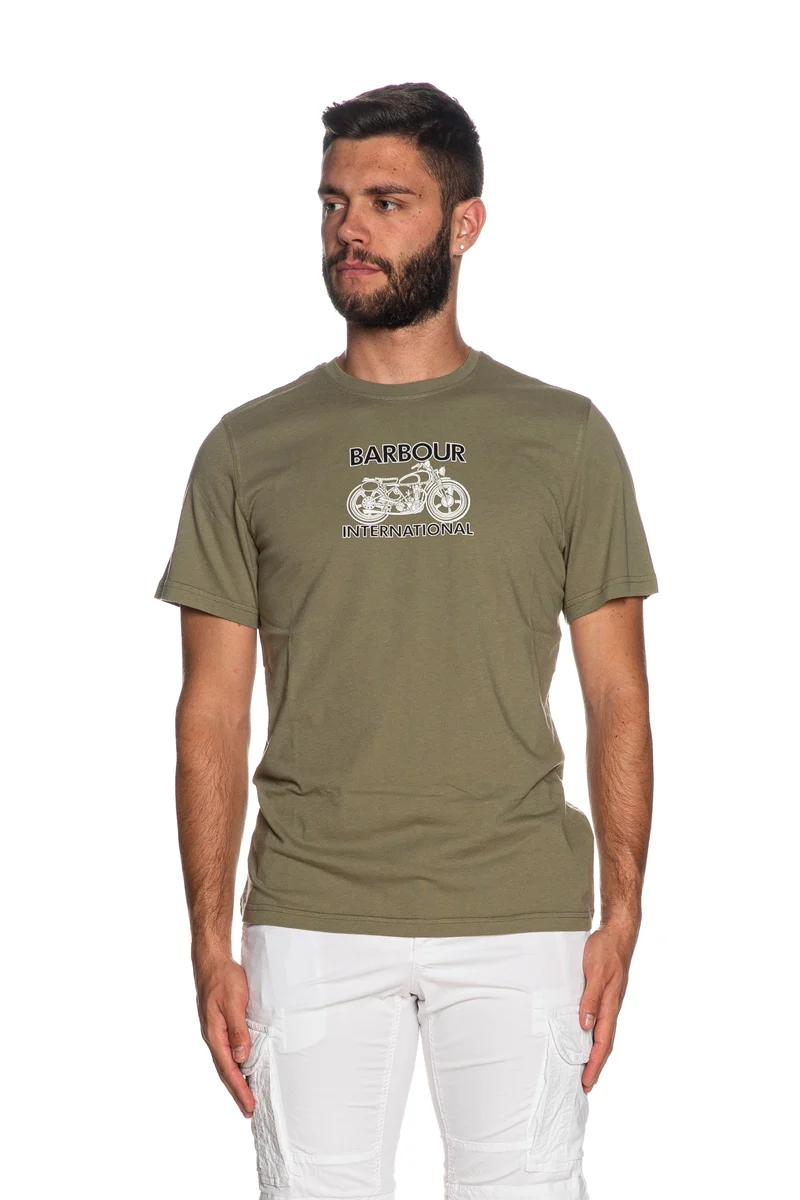 T Shirt Barbour International Lens Tee Da Uomo Verde Palude