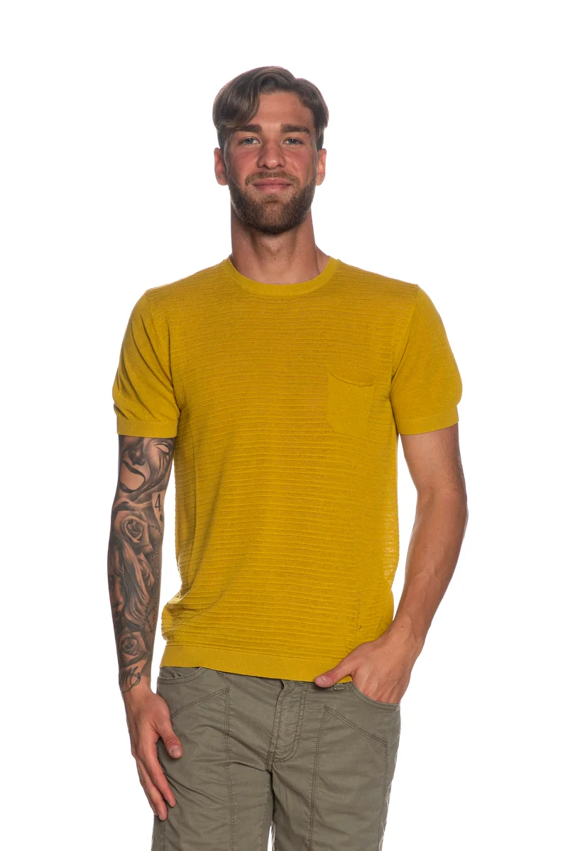 Maglia Markup F14 Mix Linen Da Uomo Giallo Olio