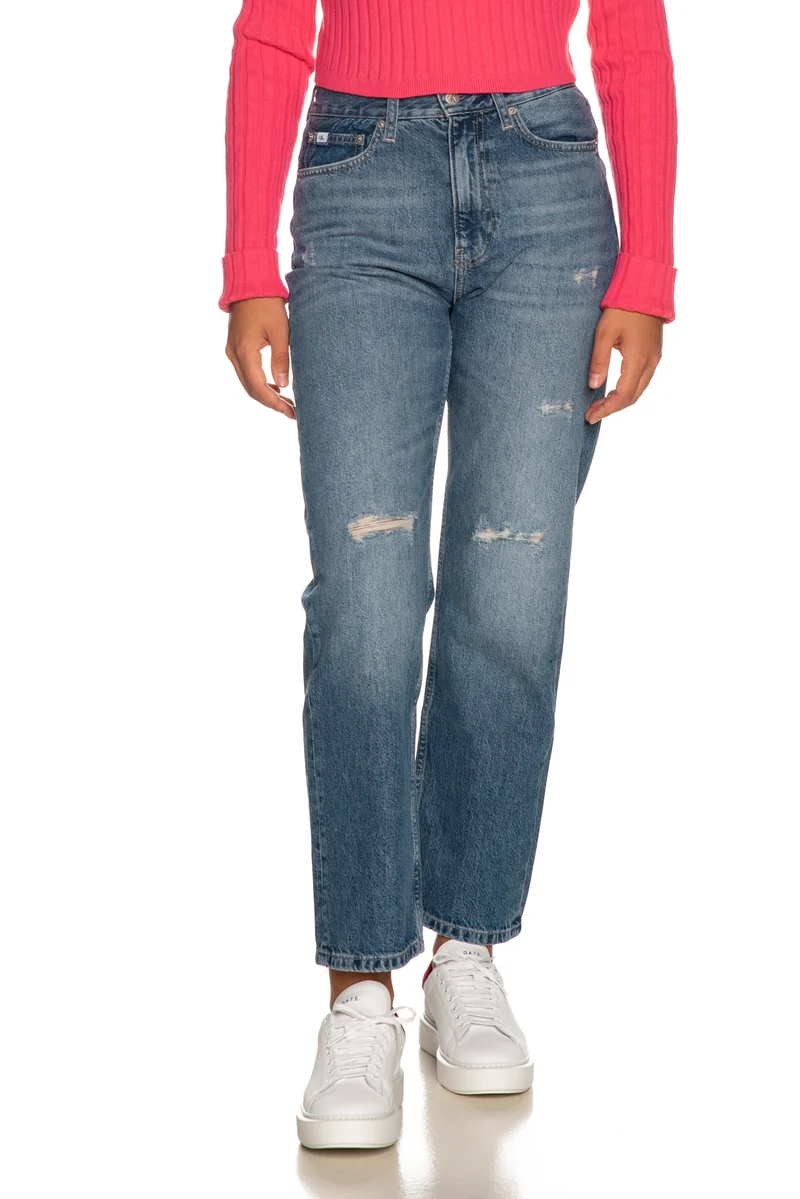 Jeans Calvin Klein Woven Pants Da Donna Denim Blu Medio