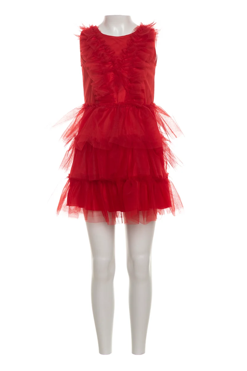 Abito Corto Aniye By Girl Mesh Da Bambina Rosso