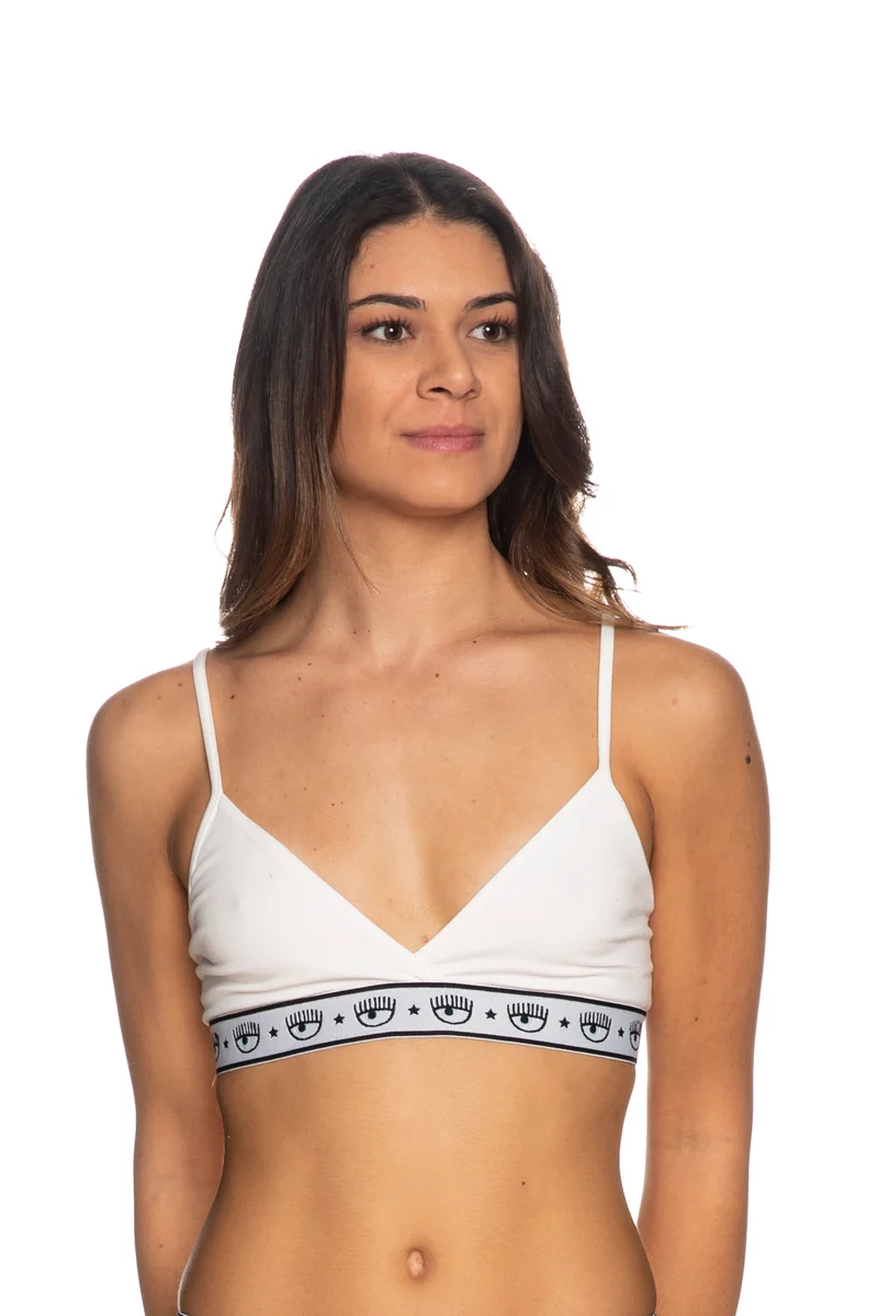Reggiseno Intimo Chiara Ferragni Logomania Da Donna Bianco In Cotone