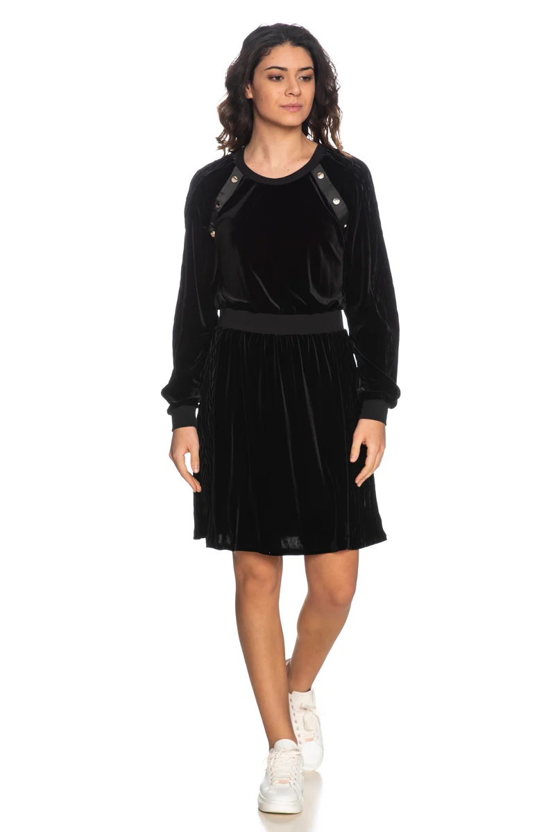 Abito Corto Liu Jo Sport Velvet Dress Da Donna Nero
