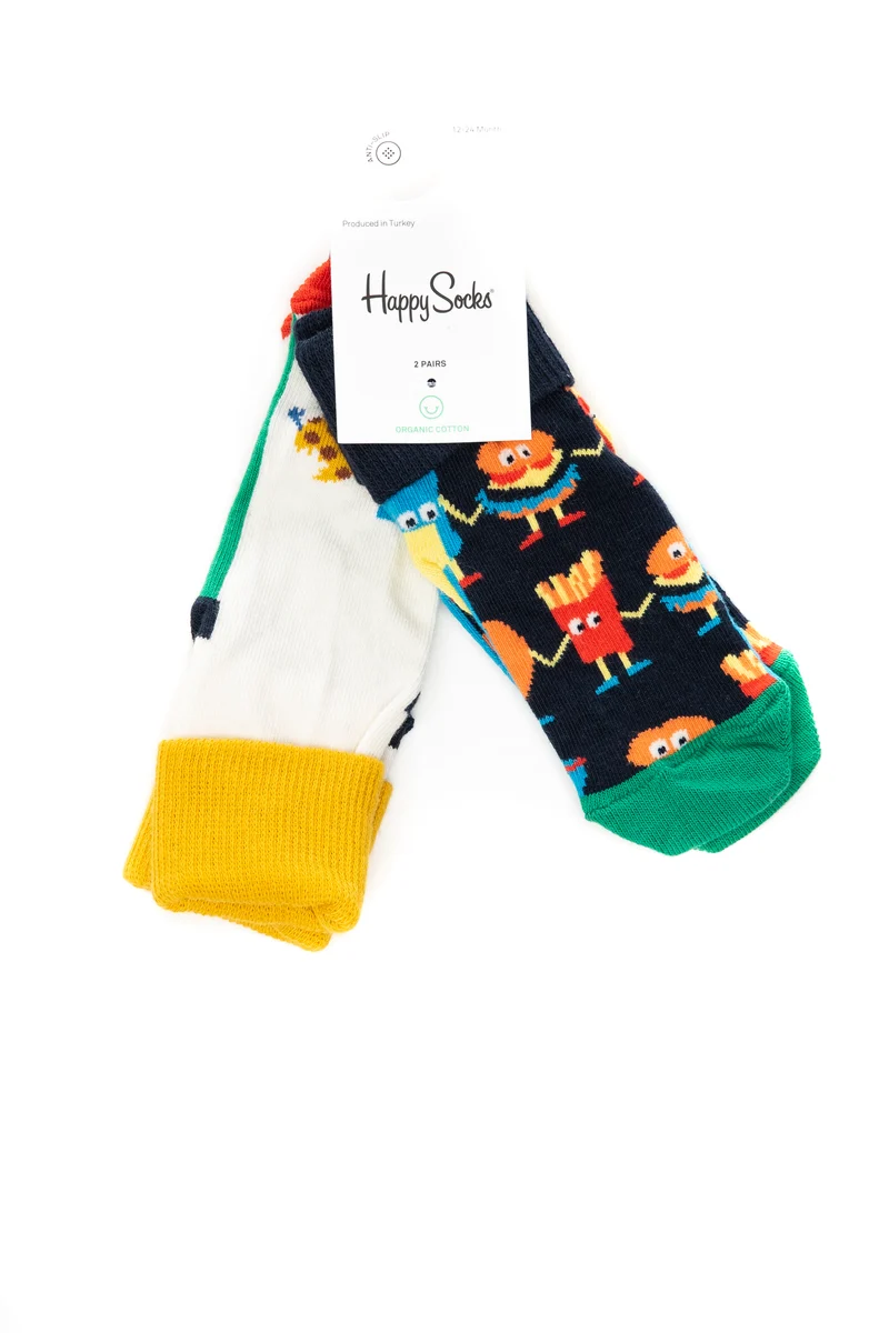 Happy Socks Food Friends 2 Pack Da Bambino/A Fantasia Multicolor Blu/Panna